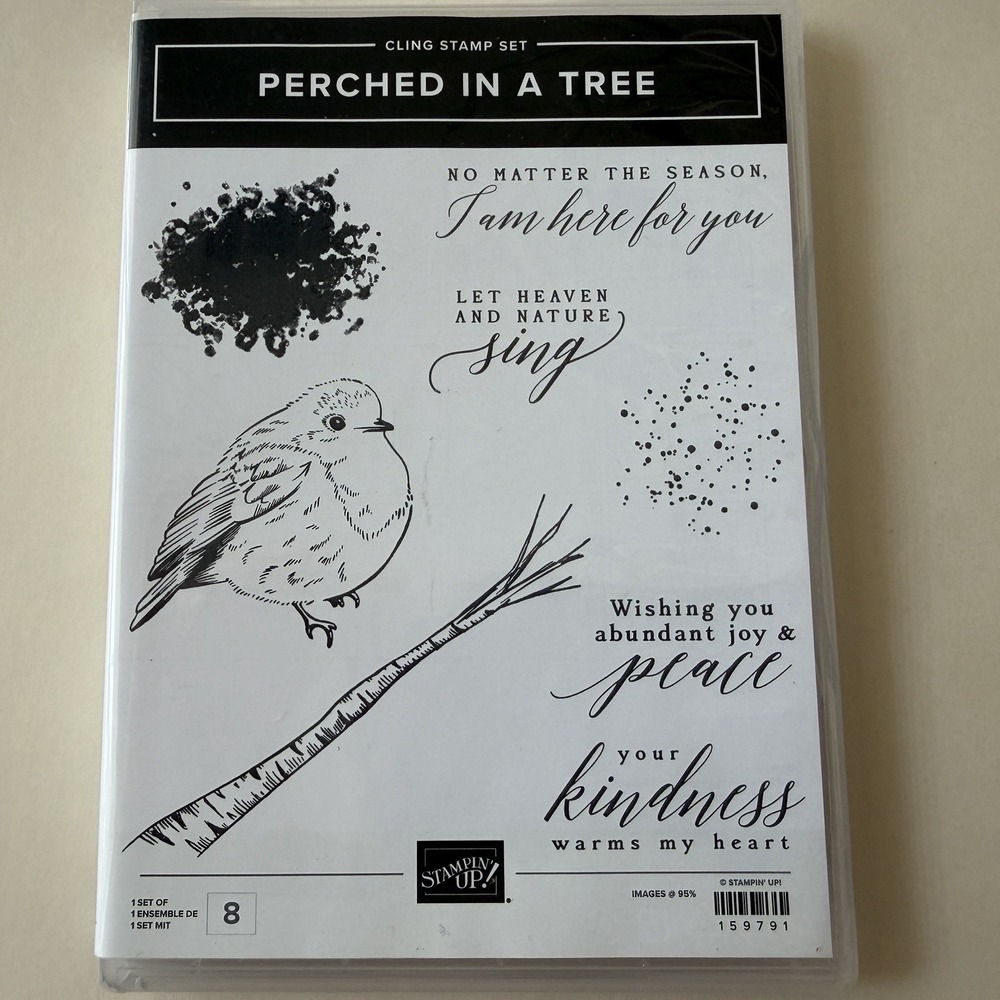 Stampin' Up! Perched in a Tree Cling Stamp Set 159791 Sentiments Branch Bird